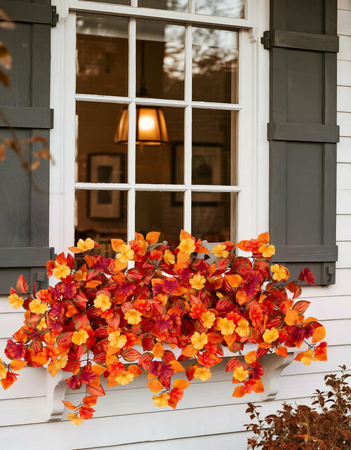 Load image into Gallery viewer, INXUGAO Artificial Fall Flowers 2PCS Faux Silk Orange Red Yellow UV Resistant
