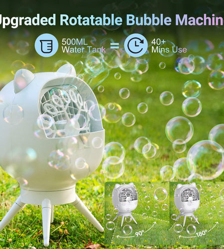 UckPure Rechargeable Bubble Machine 180° Rotating 38000 Bubbles/min 500ml White
