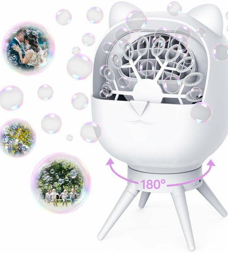 UckPure Rechargeable Bubble Machine 180° Rotating 38000 Bubbles/min 500ml White