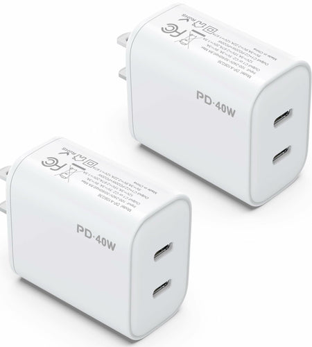iGENJUN 2Pack 40W USB-C Dual Port Charger Adapter Fast Charging White