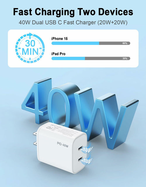 Load image into Gallery viewer, iGENJUN 2Pack 40W USB-C Dual Port Charger Adapter Fast Charging White
