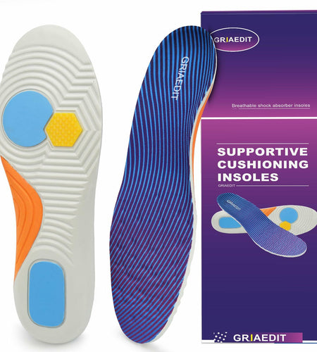 GRIAEDIT Orthotic Insoles Shock Absorbing Pain Relief for Shoes Size M12/W14