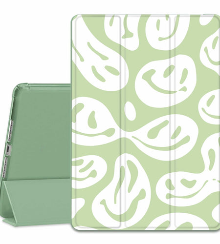 Wihytec iPad 5th/6th Gen Case Green Face Pencil Holder Trifold Stand