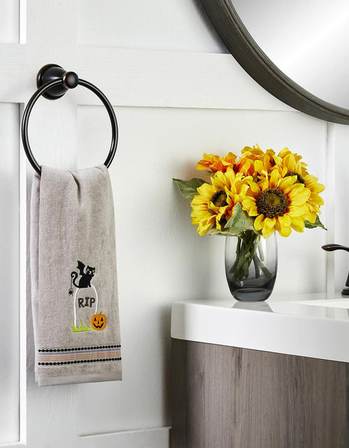 Load image into Gallery viewer, [Like New] SKL Home Halloween Graveyard Cat Hand Towel Set 2pc Gray Small
