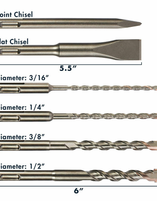 Load image into Gallery viewer, MACP 6-Piece SDS-Plus Masonry Drill Bit &amp; Carbide Chisel Set 3/16"-1/2" 6"
