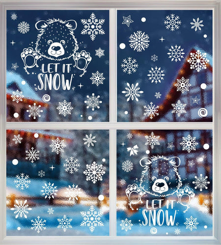 AivaToba 203 Pcs Christmas Window Clings, Double Side Window Clings