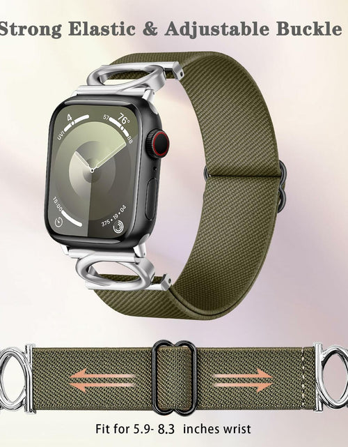 Load image into Gallery viewer, Double-C Nylon Band for Apple Watch 41/45mm Adjustable Strap Sage Green
