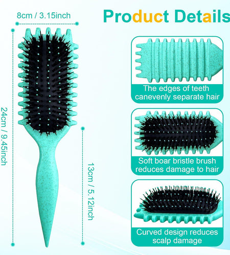 [Like New] Candy Brush Curly Hair Defining Boar Bristle Brush Green