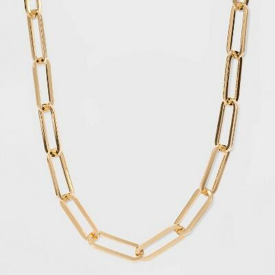 Load image into Gallery viewer, SUGARFIX by BaubleBar Link Chain Statement Necklace-Gold Brass Lobster Claw 8"

