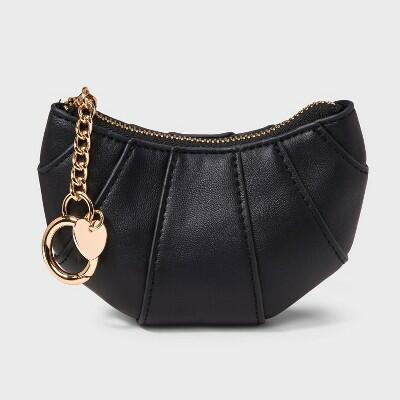 Load image into Gallery viewer, A New Day Croissant Clip On Pouch Coin Purse Black Solid Unstructured
