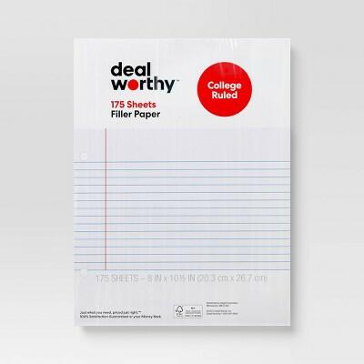 Load image into Gallery viewer, Dealworthy 175ct College Ruled Loose Leaf Notebook Paper Filler Sheets Letter
