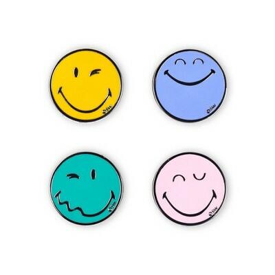 Load image into Gallery viewer, Yoobi SmileyWorld 4pk Enamel Pins Set Multicolor Smiley School Supplies
