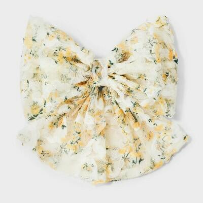 Load image into Gallery viewer, Wild Fable 3D Flower Bow Hair Barrette Yellow Cream Botanical Pattern
