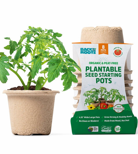 [Like New] Back to the Roots Organic Plantable Seed Starting Pots 4.25" Wide Brown 8 Ct