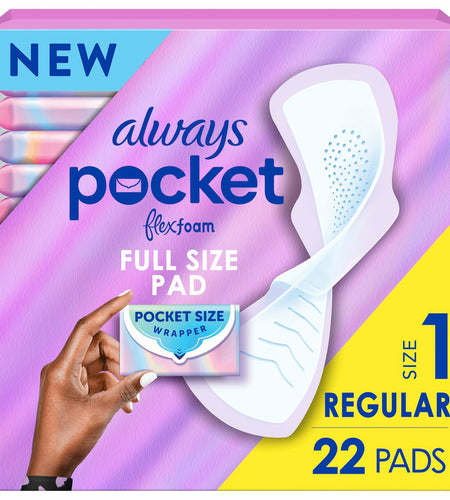 Always Pocket Flexfoam Pads with Wings 22 Count Size 1 Regular