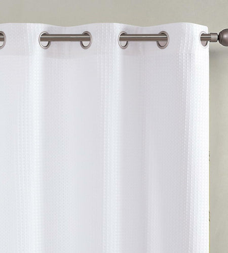 jinchan White Waffle Weave Curtains 2 Panels 90" Grommet Living Room