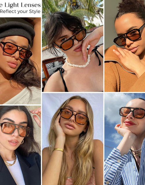 Load image into Gallery viewer, Mosanana Aviator Sunglasses Women Narrow White Frame Black Lens MS52362
