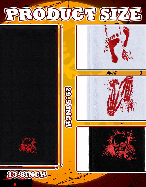 Load image into Gallery viewer, Fanfanwin Halloween Embroidered Cotton Hand Towels 13.7x29.5 3pc White Black
