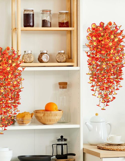 Load image into Gallery viewer, Hrobek Artificial Fall Hanging Flowers 2pcs Orange Sunset Silk Vine Decor
