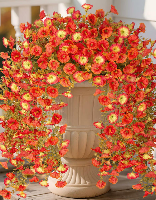 Load image into Gallery viewer, Hrobek Artificial Fall Hanging Flowers 2pcs Orange Sunset Silk Vine Decor
