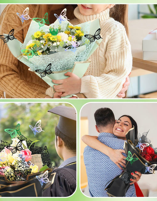 Load image into Gallery viewer, Qilery 334 Pc Flower Wrapping Paper Waterproof Floral Butterfly White Green
