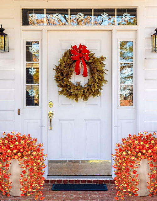 Load image into Gallery viewer, Hrobek Artificial Fall Hanging Flowers 2pcs Orange Sunset Silk Vine Decor
