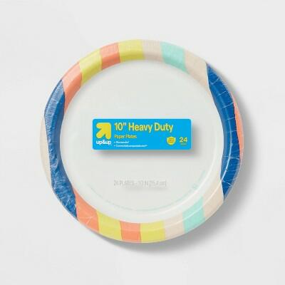 Load image into Gallery viewer, up&amp;up Disposable Plate 10" Stripes 24ct Paper Plates
