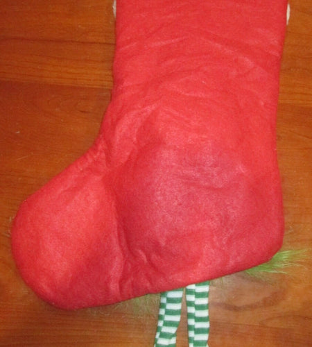 Unbranded Grinch Gnome Christmas Stocking 17" Red Green Plaid Sparkly Hat