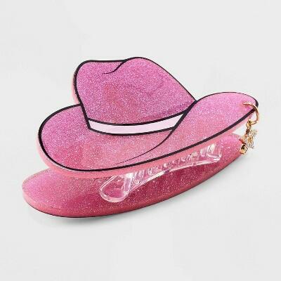 Load image into Gallery viewer, Wild Fable Cowgirl Hat Star Charm Hair Clip Pink Acrylic Zinc
