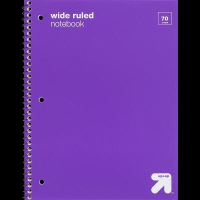 Load image into Gallery viewer, up&amp;up Spiral Notebook 1Subject Wide Ruled Purple Flexible Plastic Cover 70 Pages
