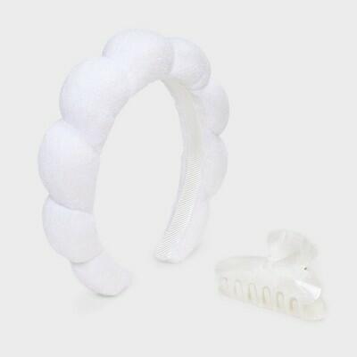 Load image into Gallery viewer, A New Day Headband &amp; Claw Hair Clip Set Ivory 2pc White
