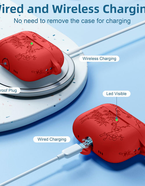 Load image into Gallery viewer, Odbeai AirPods Pro 2nd Gen Case Flower Engraved Soft Silicone Blue Cover
