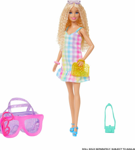 Barbie Deluxe Sunglasses Bag & Multicolor Gingham Dress Fashion Doll Clothes