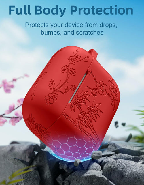Load image into Gallery viewer, Odbeai AirPods Pro 2nd Gen Case Flower Engraved Soft Silicone Blue Cover
