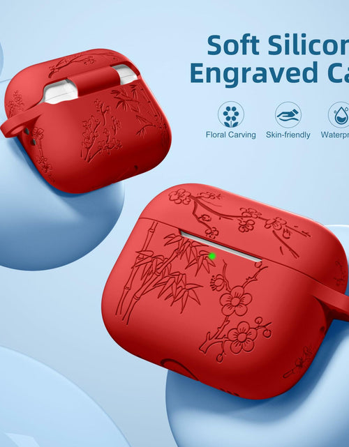 Load image into Gallery viewer, Odbeai AirPods Pro 2nd Gen Case Flower Engraved Soft Silicone Blue Cover
