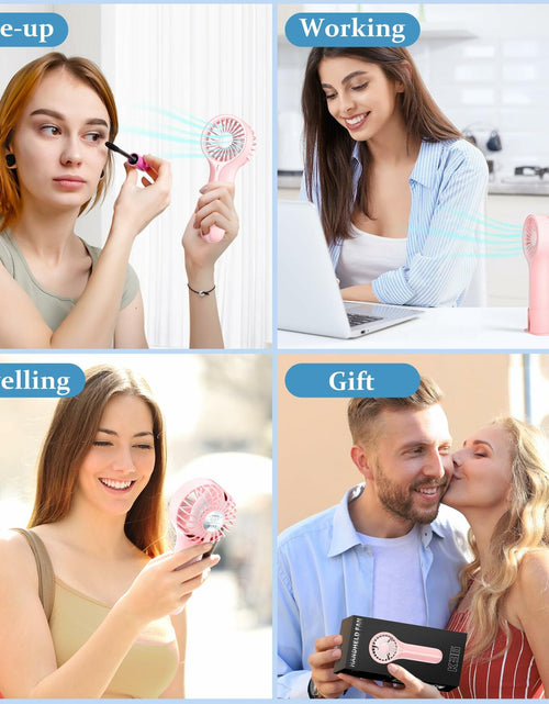 Load image into Gallery viewer, BDXXJ Pink Mini Handheld Fan USB Rechargeable with Base Portable
