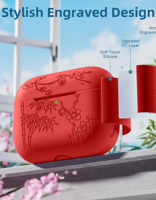 Load image into Gallery viewer, Odbeai AirPods Pro 2nd Gen Case Flower Engraved Soft Silicone Blue Cover
