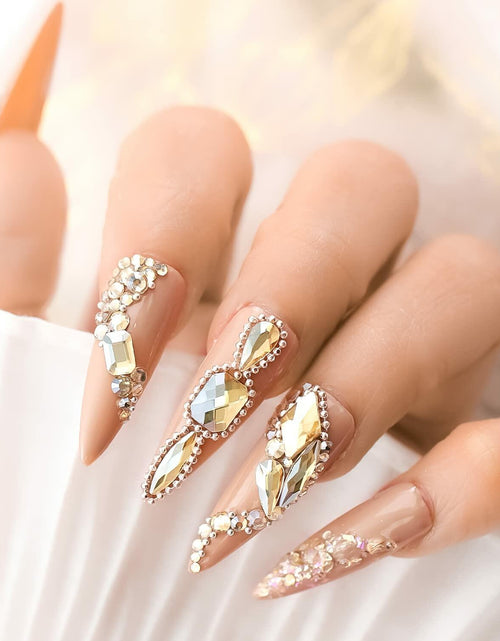 Load image into Gallery viewer, Nail Rhinestones Champagne Gold 1130pcs Flat Back 12 Grids DIY Craft
