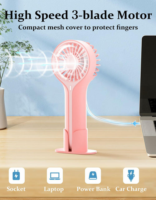 Load image into Gallery viewer, BDXXJ Pink Mini Handheld Fan USB Rechargeable with Base Portable
