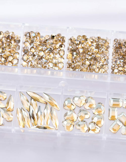 Load image into Gallery viewer, Nail Rhinestones Champagne Gold 1130pcs Flat Back 12 Grids DIY Craft
