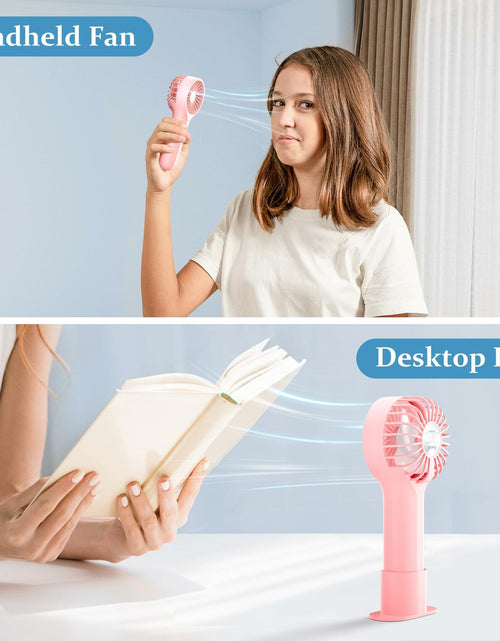 Load image into Gallery viewer, BDXXJ Pink Mini Handheld Fan USB Rechargeable with Base Portable
