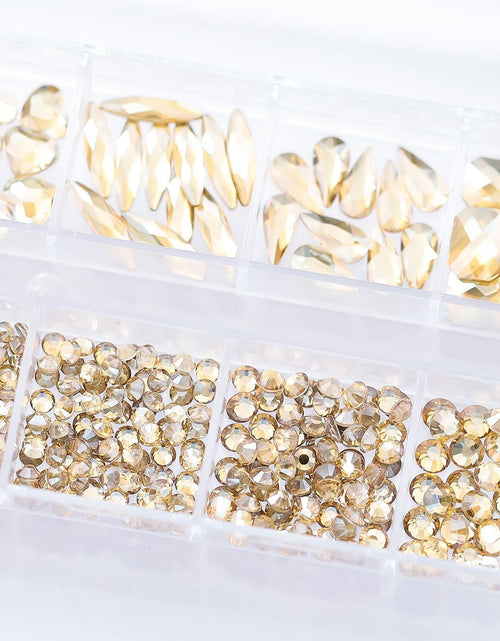 Load image into Gallery viewer, Nail Rhinestones Champagne Gold 1130pcs Flat Back 12 Grids DIY Craft
