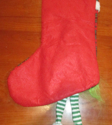 Unbranded Christmas Stocking Grinch Gnome Red Green Plaid 17 Inch