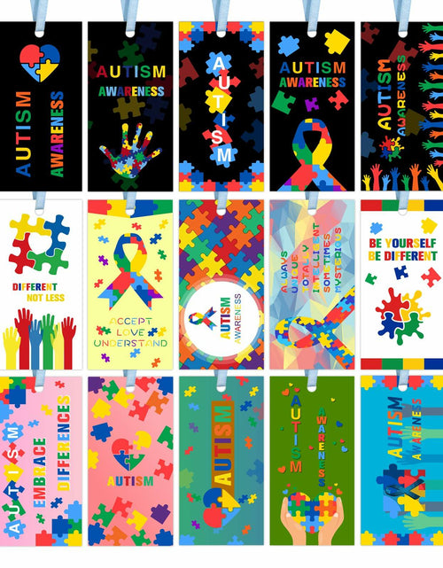 Load image into Gallery viewer, HUGAUTISM 180 Pcs Autism Awareness Calming Sensory Bookmarks Multicolor
