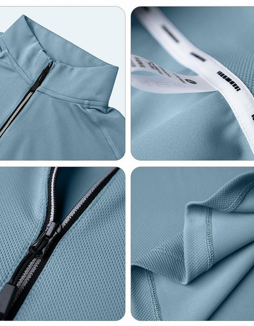 Load image into Gallery viewer, Corna Men's Quarter Zip Fleece Sweatshirt Stand Collar Blue Grey Size 3XL
