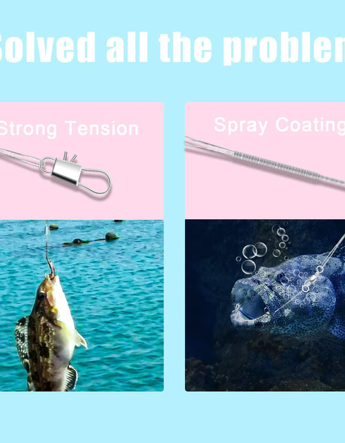 Load image into Gallery viewer, KINBOM Fishing Leaders 60pcs Steel Wire Line w/ Swivel Buckles Silver
