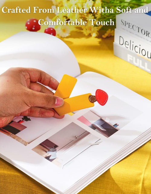 Load image into Gallery viewer, GIHOP Leather Mushroom Bookmarks 3 PCS Blue Green Yellow Handmade Cute
