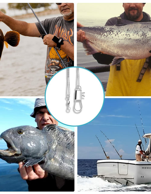 Load image into Gallery viewer, KINBOM Fishing Leaders 60pcs Steel Wire Line w/ Swivel Buckles Silver
