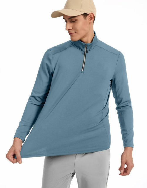 Load image into Gallery viewer, Corna Men's Quarter Zip Fleece Sweatshirt Stand Collar Blue Grey Size 3XL
