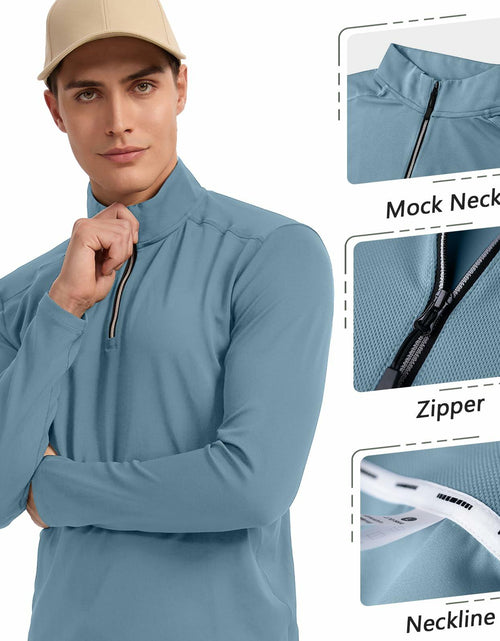 Load image into Gallery viewer, Corna Men's Quarter Zip Fleece Sweatshirt Stand Collar Blue Grey Size 3XL
